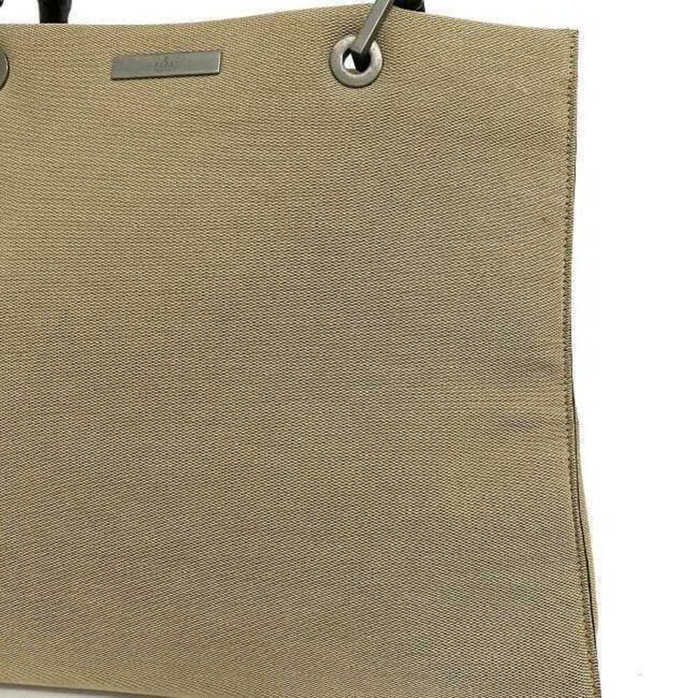 Gucci Bag Black Tote Bamboo Handbag Canvas Beige Vertical - Picture 9 of 10